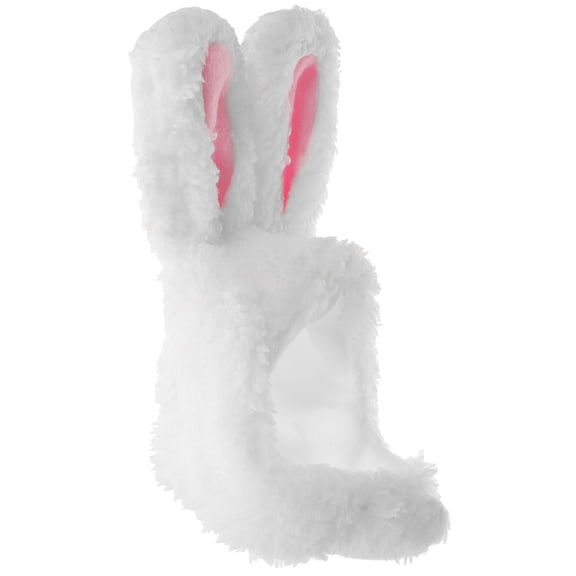 LOLIPPYY Costume Accessory Bunny Ears Hat Plush White For Parties 1Pack