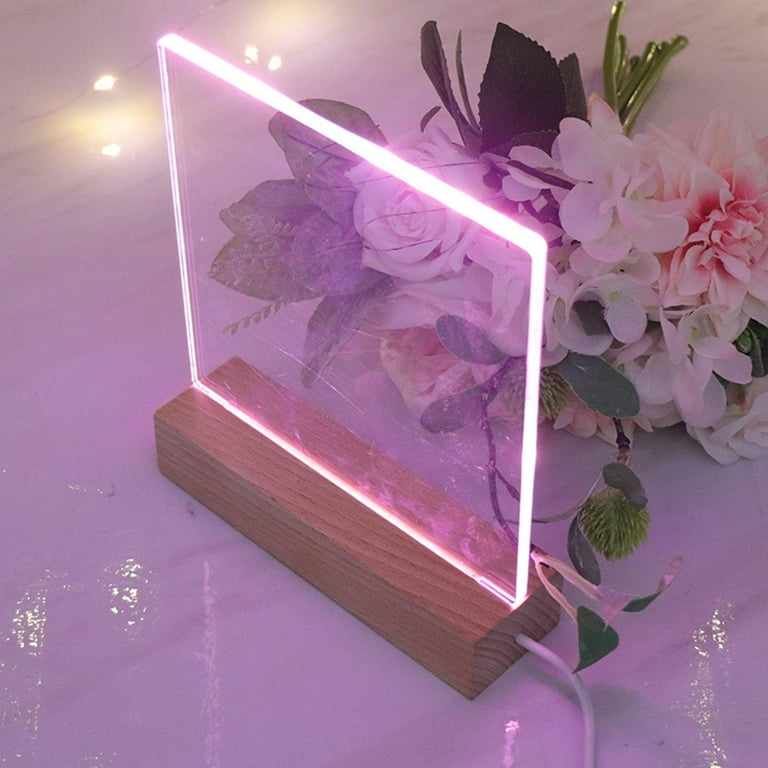 Wooden LED Light Base Slot Acrylic Display Lighted Base Holder Lamp USB for  Crystals Glass Ball, Support Decoration - Rectangle