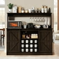 thumbnail image 7 of DreamCurship 55”Farmhouse Coffee Bar Cabinet, Sideboard Buffet Cabinet with 2 Doors, Kitchen Storage Cabinet with 12 Wine Racks & 8 Cup Hooks for Kitchen, Dining Room, Dark Oak, 7 of 7