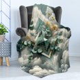 thumbnail image 3 of Ambesonne Eucalyptus Leaves Fleece Throw Blanket Rhombus Clouds 70"x90" Grey Teal Earth Yellow, 3 of 5