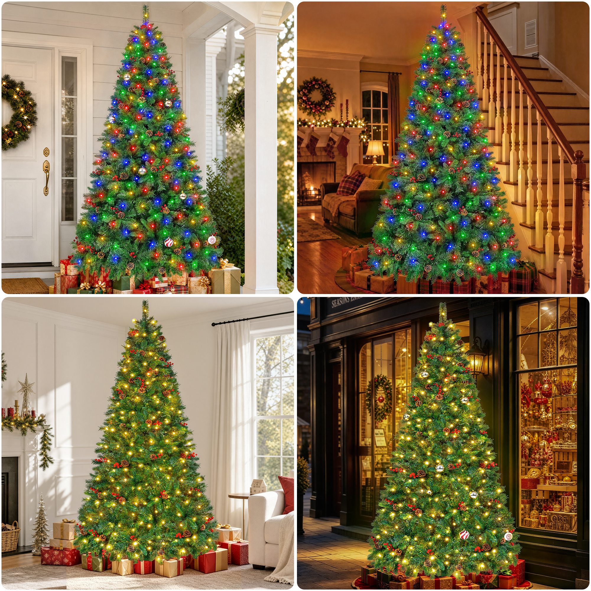 Firstness 5ft Pre-Lit Artificial Christmas Tree with Pine Cones photo 8