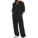 thumbnail image 2 of Blusas y camisas de manga larga con cuello en V para hombre, jersey informal con capucha, pantalones deportivos lisos de manga larga, chándal de dos piezas con cintura elástica, blusa y pantalón de po, 2 of 7