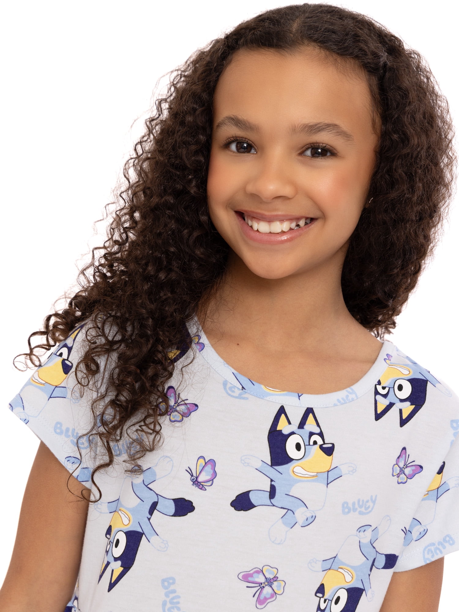 Bluey Girls Allover Print Dress with Short Sleeves, Sizes 4-12
