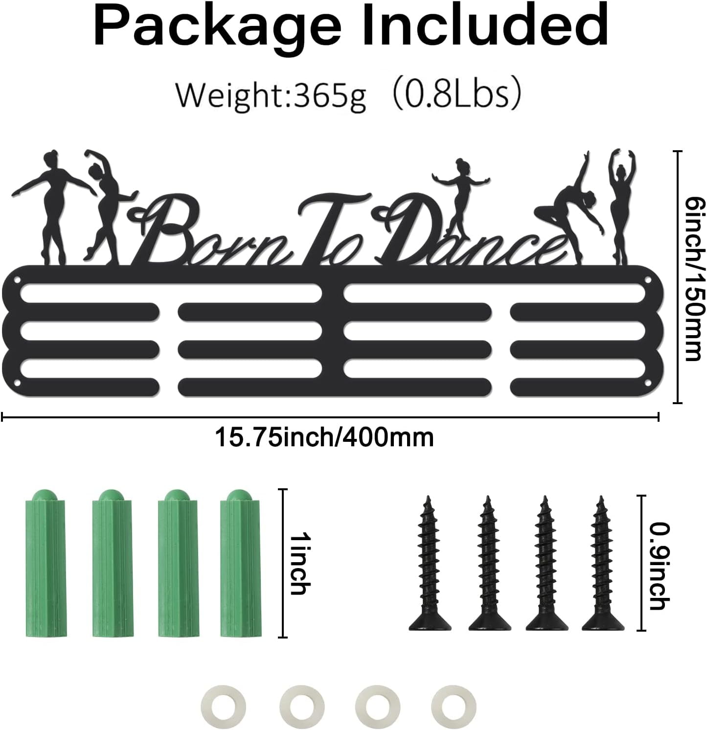 Tango Medal Hanger Display Sports Medal Holder Ballroom Dance Iron Competition Medals Display Rack for 60+ Medals Ribbon Decorative Awards Ribbon Hooks for Athletes Players Gift Black DIY