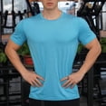 thumbnail image 7 of Mens Short Sleeve Muscle T-Shirt Bodybuilding Athletic Training Tee, Muscle Fit Crew Neck Fitness Top, Quick Dry 4-Way Stretch Performance Base Layer Solid Color, 7 of 7