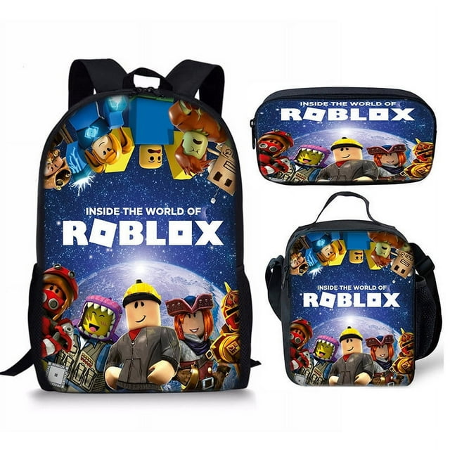 ROBLOX Backpack, Retro Bag, Cartoon Backpack Three-piece, 3D Printing, Game Characters, Travel Bag-SinKeeU