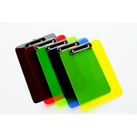 Low-Profile Acrylic Clipboard, Plastic, Assorted