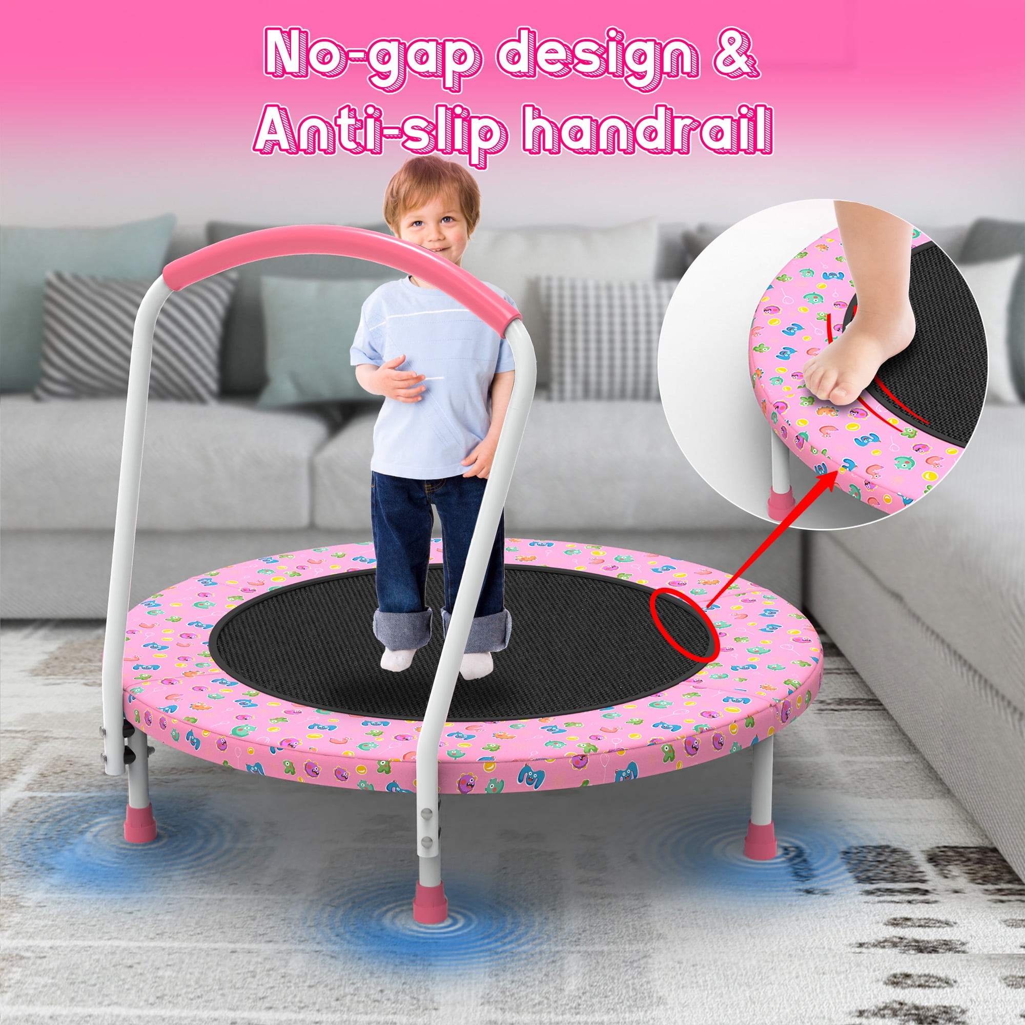 Mersco 36" Trampoline for Kids Indoor Trampoline with Handle for 2+ Years Kids