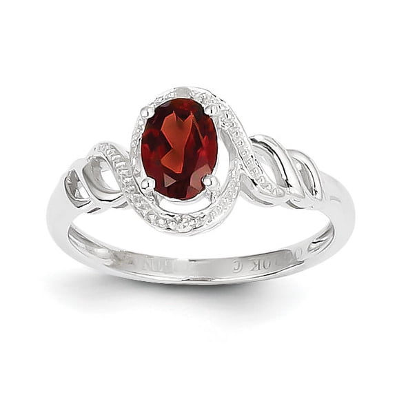 10k White Gold Garnet Diamond Ring
