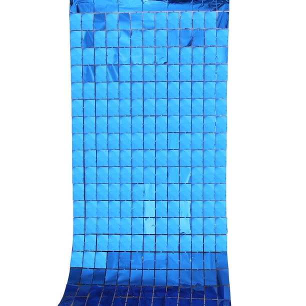Nvzi Paquete de 5 cortinas de fondo de papel de aluminio de 39,37 x 78,74 pulgadas, serpentinas de oropel para decoraciones de fiesta de cumpleaños,fiesta de discoteca, azul