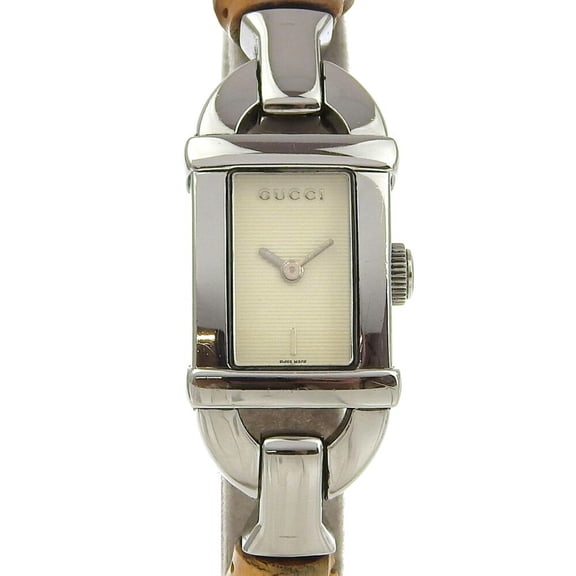 Pre-Owned Gucci Watch 6800L Stainless Steel x Bamboo Quartz Analog Display Ivory Dial Women's I120224018 (Good)