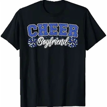Loud Proud Cheer Boyfriend Pom Poms Blue Cheerleader Women T-Shirt