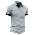 thumbnail image 5 of Agkizg Men Short Sleeve Shirts, Lapel Button Front Solid Color Soft Breathable Casual Tops Lightweight Pullover Tees Daily Business Office Outdoor Summer Basic Wear, 5 of 5