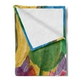 thumbnail image 2 of Flower Soft Flannel Fleece Blanket, Fine Art Painting of Creative Garden Coloful Tulip Flowers in Watercolor Style Print, Cozy Plush for Indoor and Outdoor Use, 50" x 60", Multicolor, by Ambesonne, 2 of 5