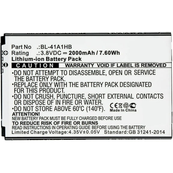 Batteries N Accessories BNA-WB-L3872 Cell Phone Battery - Li-ion, 3.8, 2000mAh, Ultra High Capacity Battery - Replacement for LG BL-41A1HB, EAC63319901 Battery