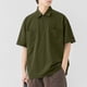 thumbnail image 1 of Blusa y camisa de manga corta con cuello vuelto para hombre, de color liso, holgada, informal, con bolsillo y cremallera, de poliéster., 1 of 5