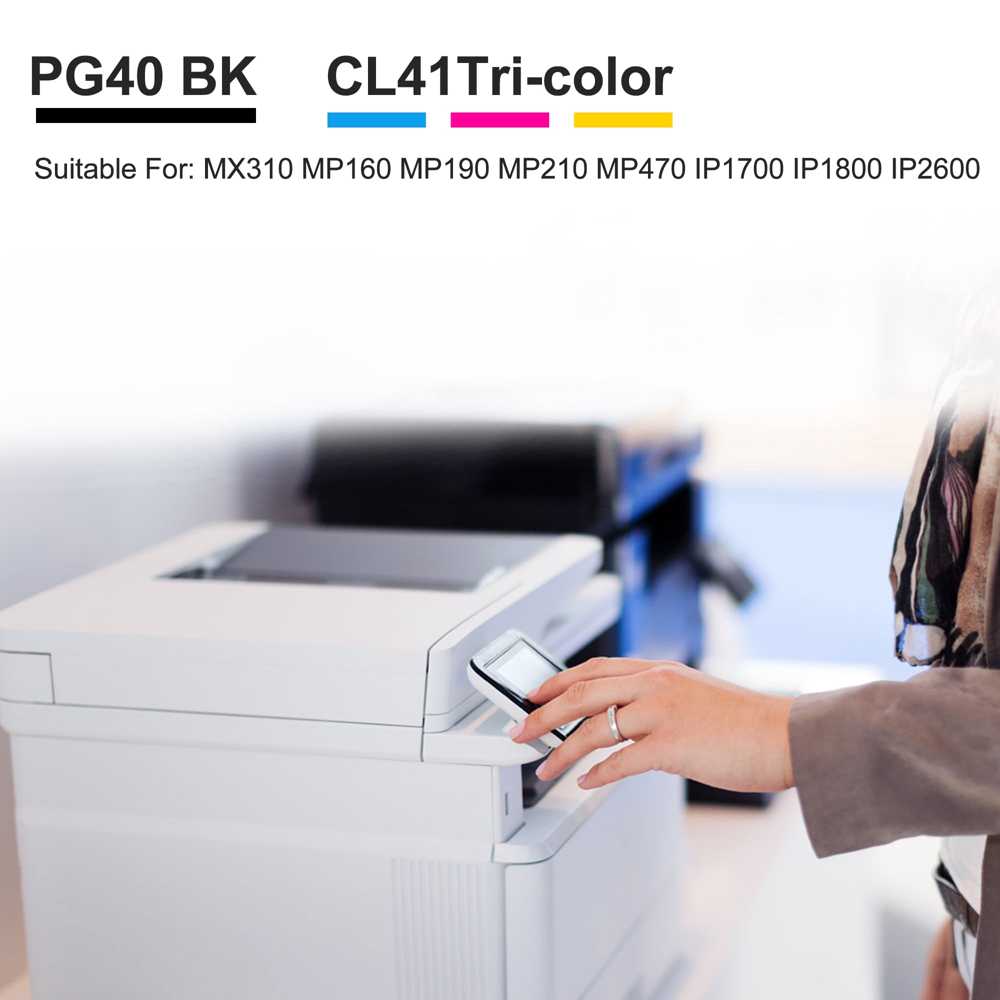 PG40 CL41 Printer Ink Cartridge Replacement for Canon MX310 MP160 190 210 470 1700 IP1800 2600 Printer(2 Pack)