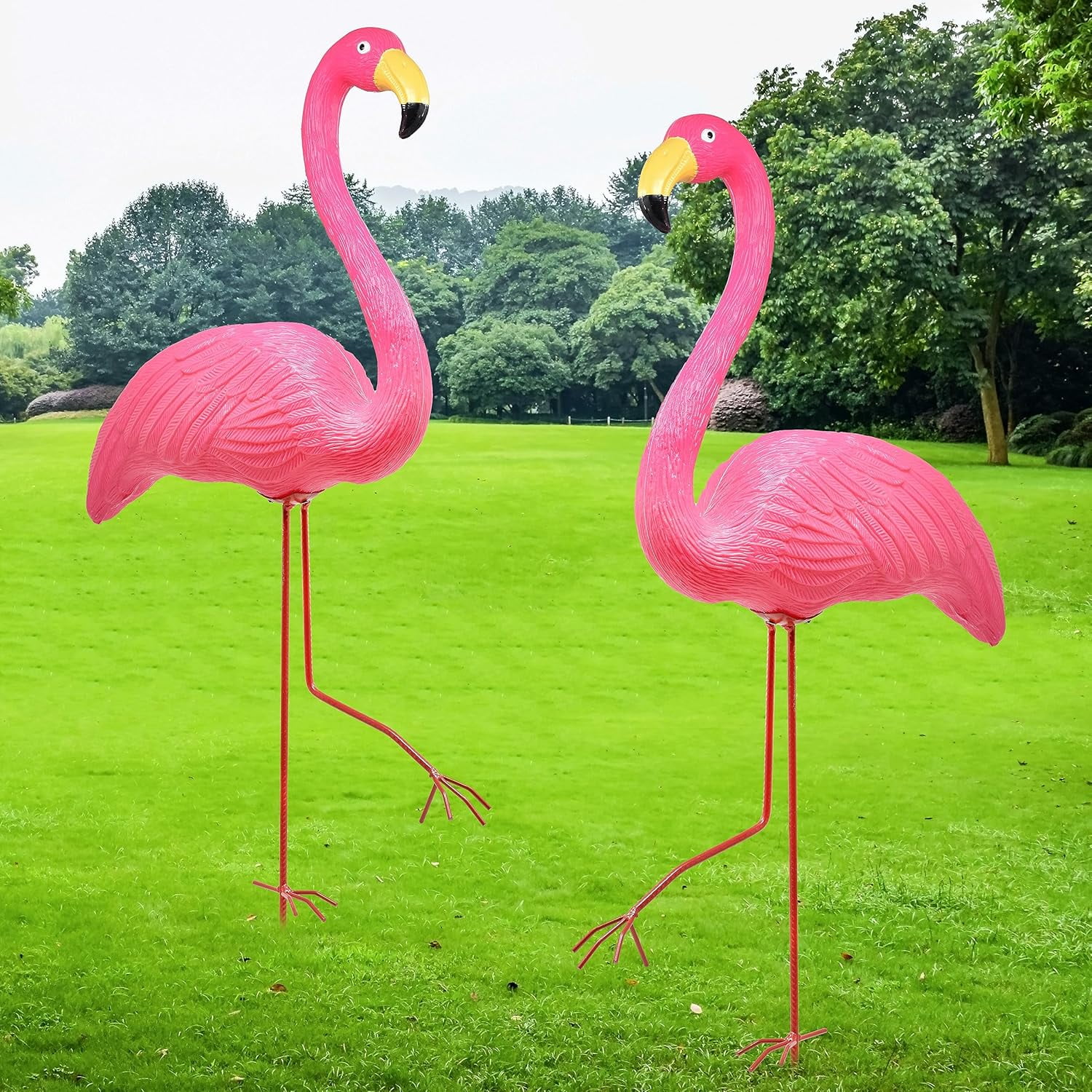 Pink Flamingo Yard Decorations Pack of 2 Flamingo Decor Ornaments for Outdoor Lawn and Garden