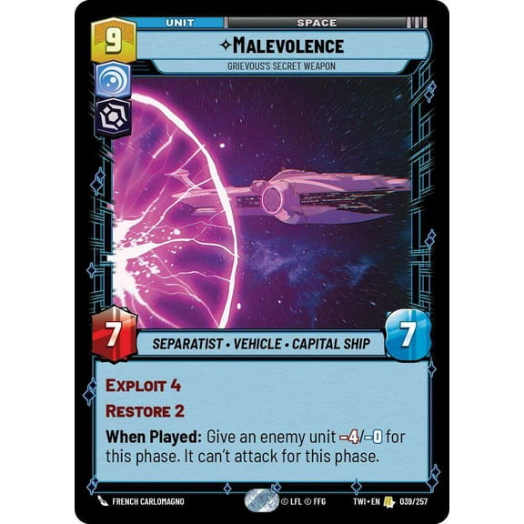 Star Wars: Unlimited Twilight of the Republic Rare Malevolence - Grievouss Secret Weapon #039