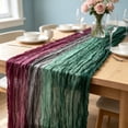 thumbnail image 4 of Yeciiwht Gradient Crinkle Table Runner – 71*35in Boho Sheer Gauze Table Flag for Wedding Party Decor, Multicolor Blended Draping Cloth for Dining & Event Tables, 4 of 6