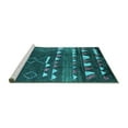 thumbnail image 2 of Ahgly Company Machine Washable Indoor Rectangle Oriental Turquoise Blue Industrial Area Rugs, 7' x 9', 2 of 4
