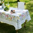 thumbnail image 4 of Rectangle Summer Tablecloth Printed Yellow Flower Vintage Summer Floral Patterns Table Cloths for Easter Picnic Outdoor Home Holiday Dining Kitchen (Yellow and Pink Flowers, 60 x 120 Inch), 4 of 6
