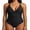 Black, variant on Women's Strappy V Neck One Piece Swimsuits Tummy Control Side Ruched Bathing Suits Criss Cross Monokini Swimwear