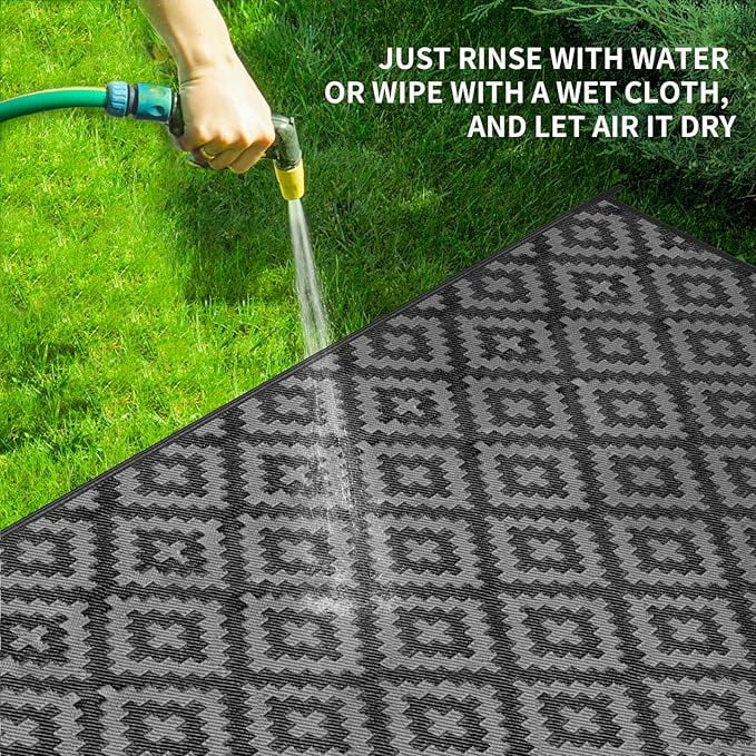 Outdoor Waterproof Patio Rug, Plastic Straw Carpet for Patio, Camping, Deck, RV