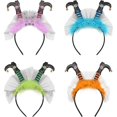 thumbnail image 1 of wonima02 Halloween Witch Headband 4 PCS Witch Boots Headband, Cute Multi Color, Orange, Blue, Purple, Green Headpiece Accessories for Halloween Party Cosplay, 1 of 1