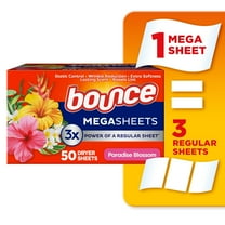 Bounce Mega Fabric Softener Dryer Sheets, Paradise Blossom Scent, 50 Count