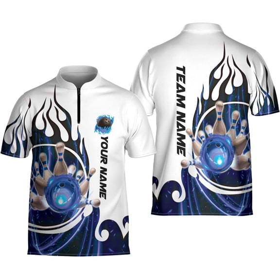 Personalized Name Bowling Jersey 3D, Custom Bowling Shirts for Team, Bowling Shirt Unisex for Men & Women4 (Blue, 5XL)