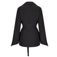 thumbnail image 2 of XPMWRP Women's Solid Color Blazer Jacket Long Sleeve Formal Office Work Clothes Notched Lapel Collar Winter Coat with Belt Black M, 2 of 6