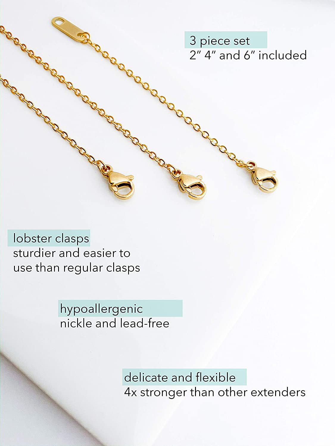 18K Gold Plated Necklace Extenders 