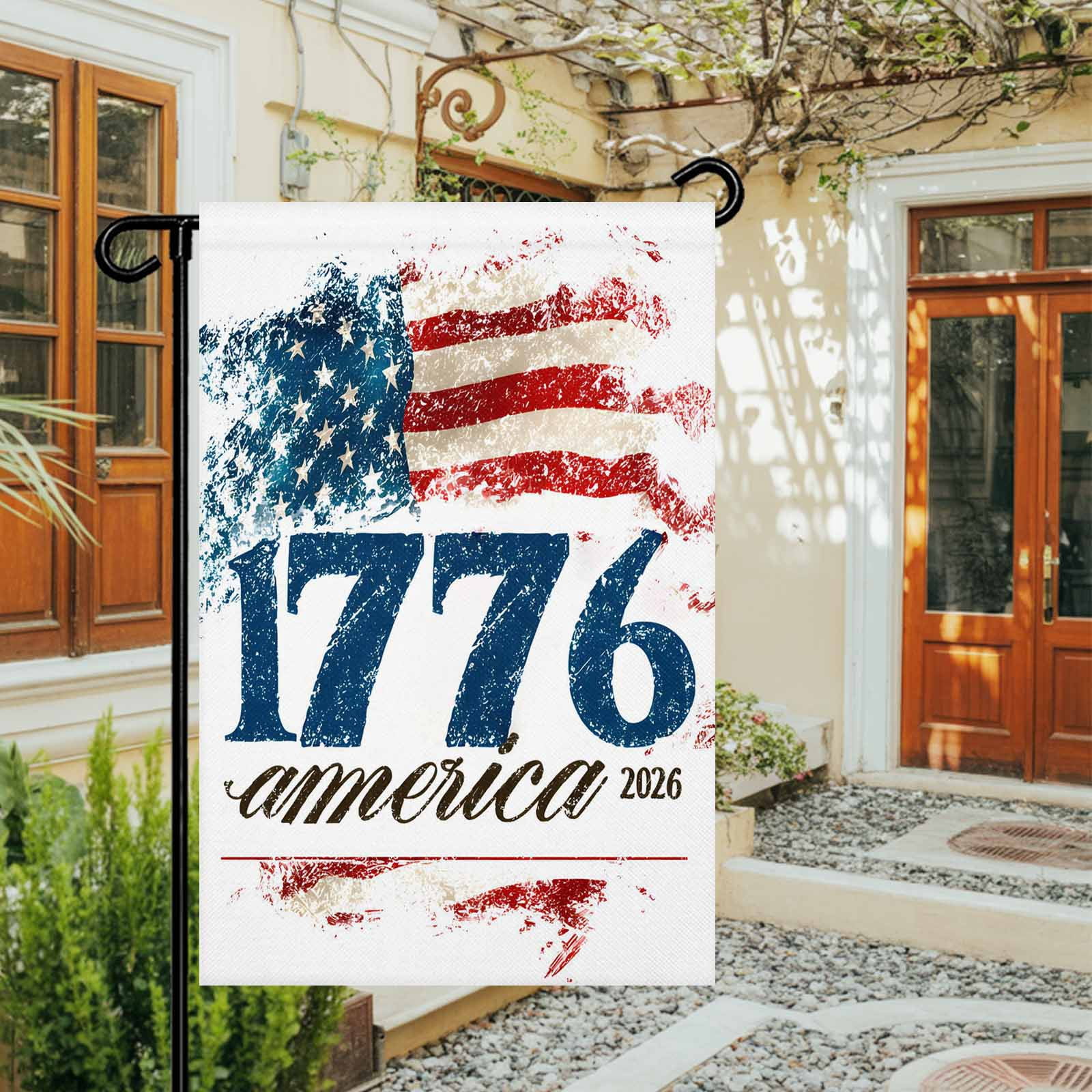 4th of July Garden Flags America1776-2026 Garden Flag Double Sided Welcome Flag Vintage USA Flag Independence Day Yard Flags for Outdoor Lawn Porch Memorial Day Seasonal Holiday Decor 28x40 Inch