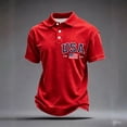 thumbnail image 2 of WAYUTE Men's Polo Shirts Independence Day US National Flag Print Short Sleeve Lapel Shirt Patriotic Anniversary Theme Shirt Casual Summer, 2 of 3