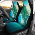 thumbnail image 1 of ABPHQTO Juego de 2 fundas para asientos de coche, color azul rugoso, ola oceánica que se rompe al atardecer, Protector universal para asientos delanteros de coche, 1 of 4