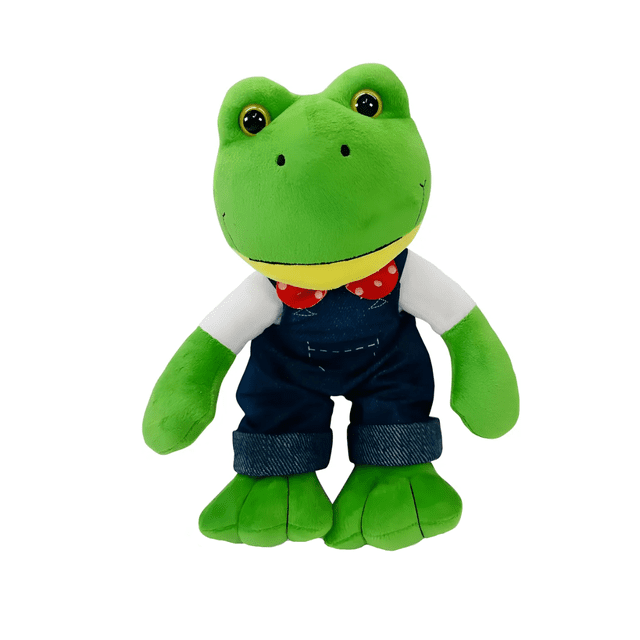 Peluche Rana Rene 30cm Malubero, Verde Overol Azul