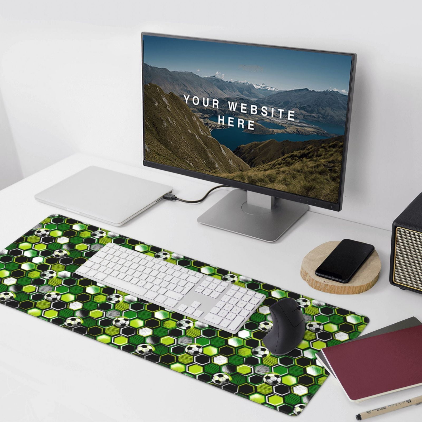 Xecao Soccer1 Print Large Mouse Pad, 16x35.5in Mousepad, Professional Non-Slip Rubber Base Big Mouse Pad, Mouse Pad for Gaming & Office Full Desk Mouse Pad