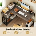 thumbnail image 4 of Giantex L-shaped Computer Desk, Corner Desk w/Reversible Shelves, Writing Study Workstation for Home Office, Gray, 4 of 8