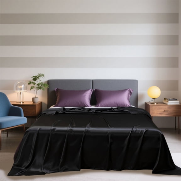 DwellJoy Luxury Satin Bed Sheets 66x88 - Ultra Soft Silk-Like Wrinkle-Free Sheets, Stain Resistant & Easy Care, Hotel Quality Bedding for Queen/King Mattress, All Season Comfort