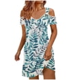 thumbnail image 4 of Roncen Sundresses for Women Beach Vacation 2026 Spring Cover Ups Short Sleeve T Shirt Dress Cold Shoulder Summer Dresses, 4 of 6