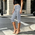 thumbnail image 4 of StSilkitty Capri Leggings for Women Striped High Waisted Stretch Cropped Yoga Pants Lightweight Breathable Casual Capris, 4 of 7