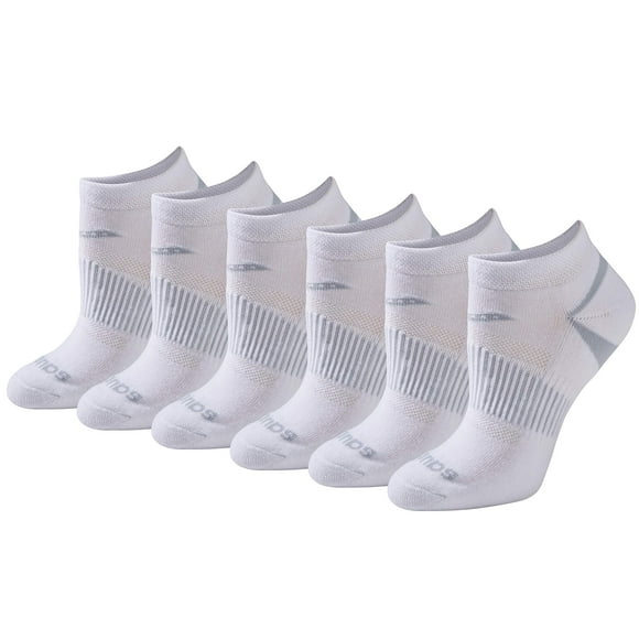 Saucony Women's Selective Cushion Performance No Show Athletic Sport Socks (6 & 12, White Basic (6 Pairs), Shoe Size: 5-10