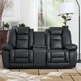 thumbnail image 4 of Bonzy Home Manual Recliner Sofa Set with Console & Adjustable Backrest, Theater Seating Living Room Furniture Set, with Cup Holders and Hidden Arm Storage, Black, 4 of 8