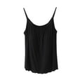 thumbnail image 3 of AGWOLF Build in Bra Tank Tops for Women Spaghetti Strap Camisole Loose Fit Lettuce Trim Flowy Cami Casual Summer Tanks Black L, 3 of 6