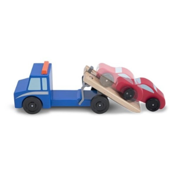 MELISSA & DOUG TODDLER FLATBED WOODEN TOW TRUCK TOY 