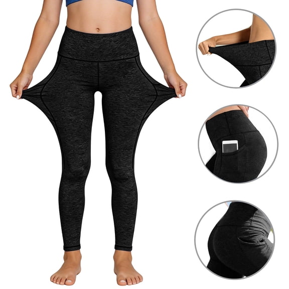 ITSAME Girls Leggings, Stretchy Ankle Length Yoga Pants High Waist Casual Athletic Pants with Pockets Black Size 12