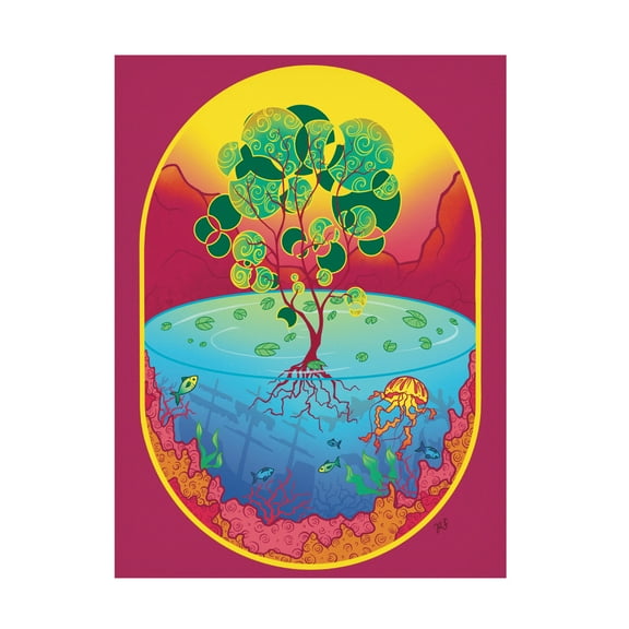 Canvas Wall Art - Rachel Feirman 'Floating Oasis' Wall Art for Living Room, Bedroom, or Office Décor by Trademark Fine Art - 14 x 19 Inches