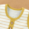 thumbnail image 4 of Fengactive Unisex 0-18M Baby Sleeveless Short Romper Stripe Contrast Button Henley Neck Breathable Cotton Summer Infant Tank Bodysuit Onesie, 4 of 6