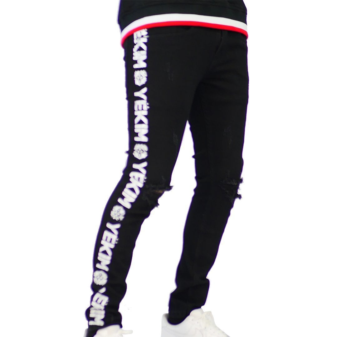 side printed jeans for mens